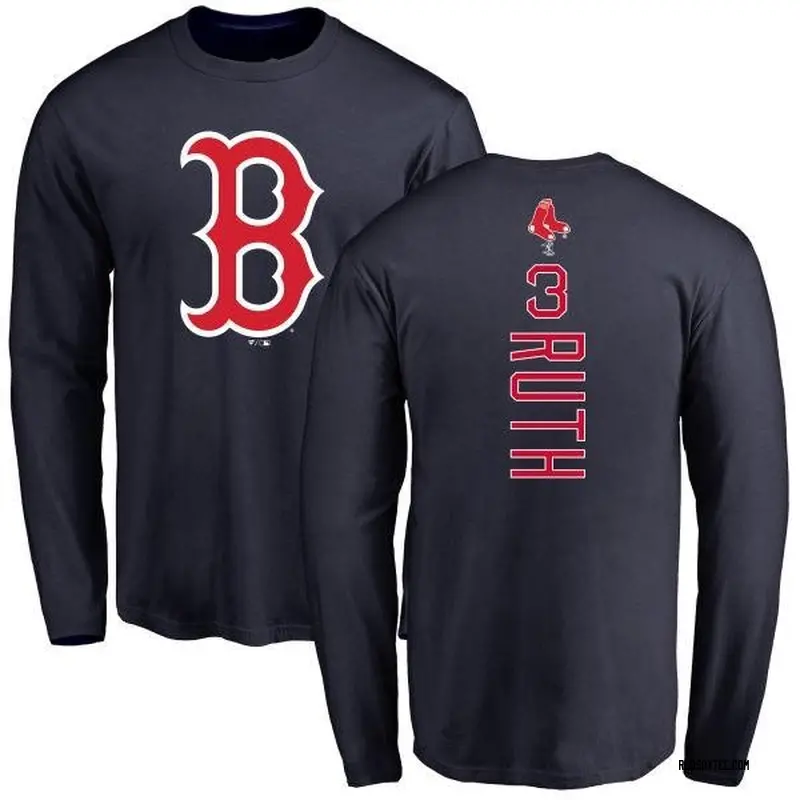 Babe Ruth Boston Red Sox Men's Navy Backer Long Sleeve T-Shirt 
