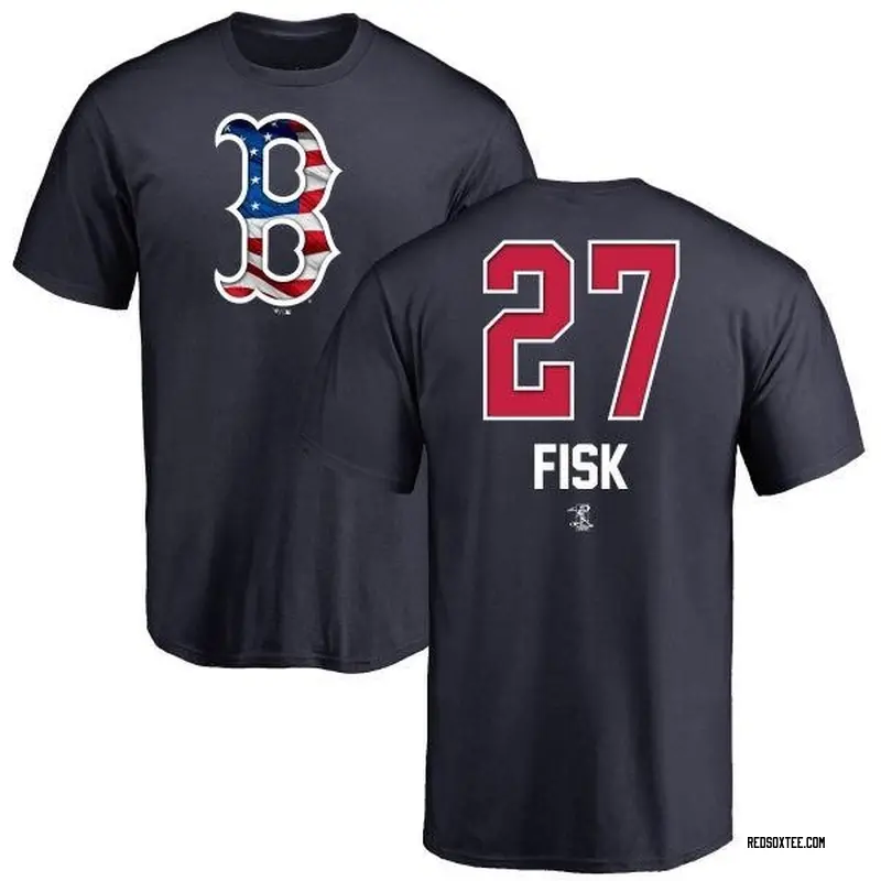 Carlton Fisk Boston Red Sox Women's Red Roster Name & Number T-Shirt 