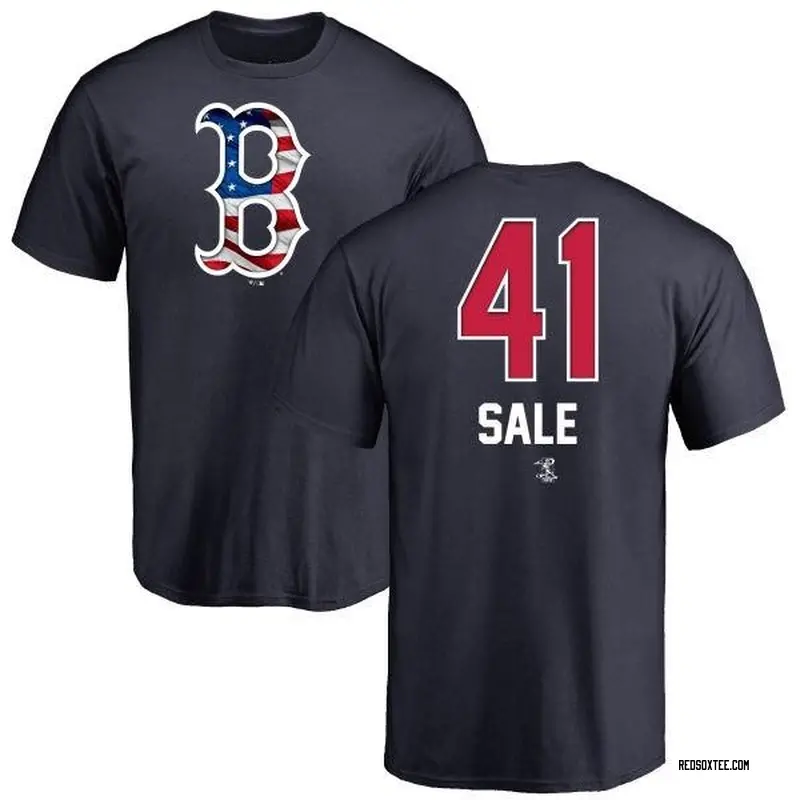 Chris Sale Boston Red Sox Men's Navy Name and Number Banner Wave T