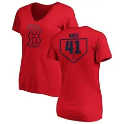 Chris Sale Boston Red Sox Women's Navy Name and Number Banner Wave V-Neck  T-Shirt 
