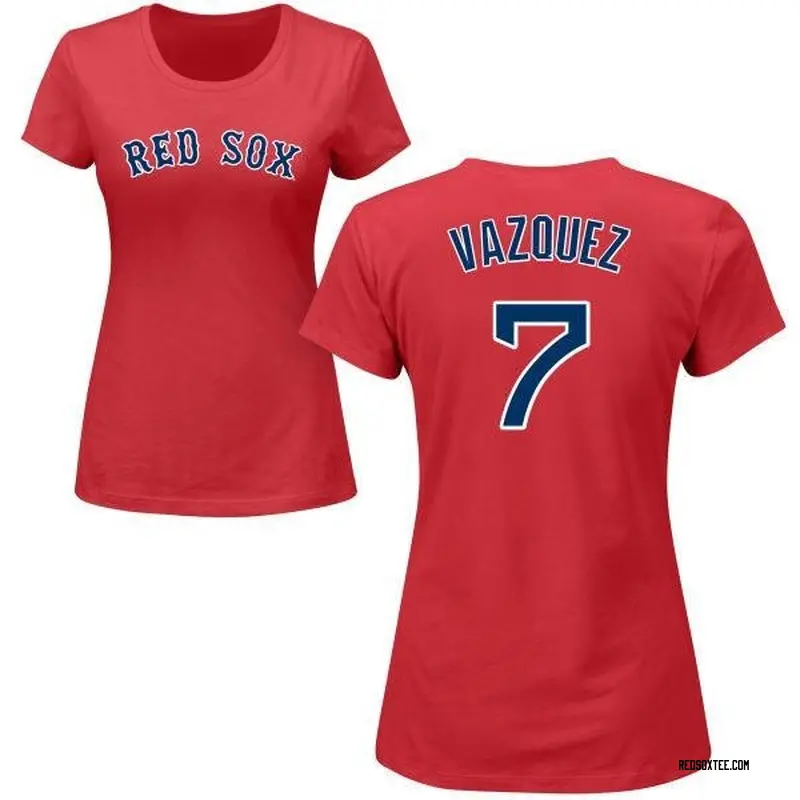 Christian Vazquez Boston Red Sox Women's Red Roster Name & Number T-Shirt 