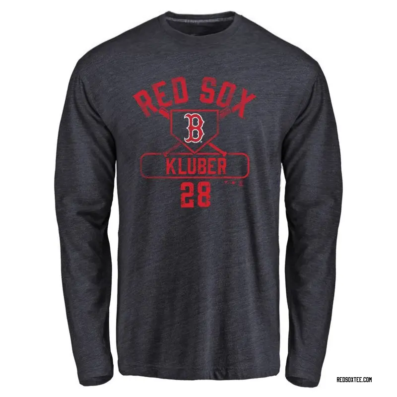 Corey Kluber Boston Red Sox Women's Navy Backer Slim Fit Long Sleeve T-Shirt  
