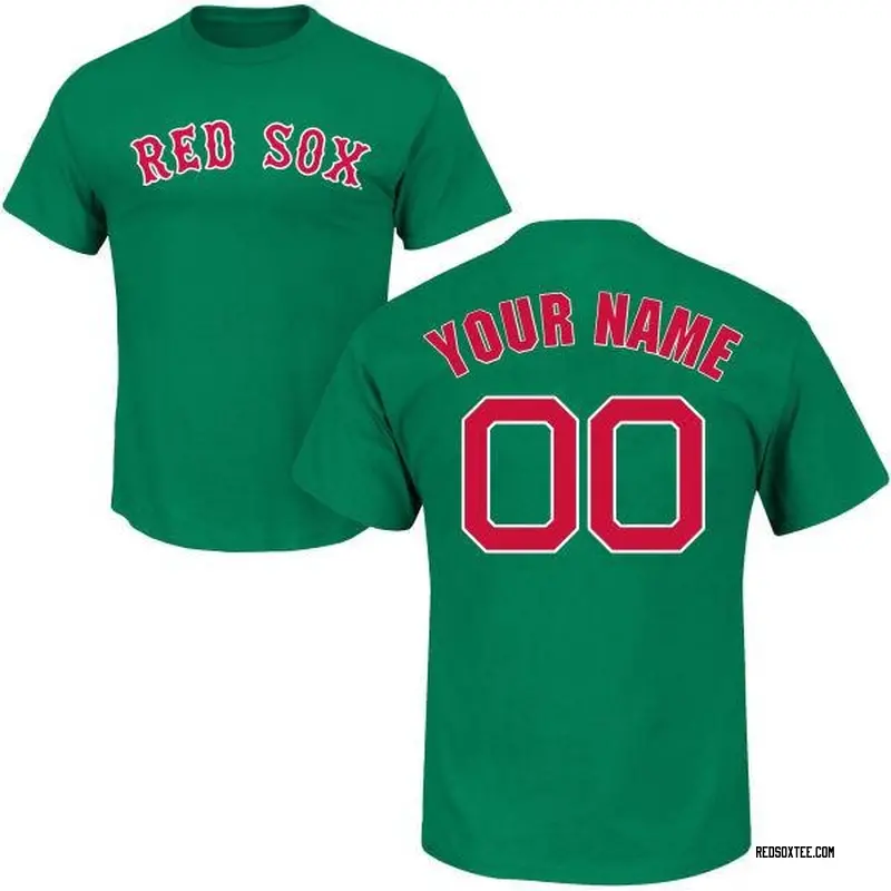 Custom Boston Red Sox Men's Green St. Patrick's Day Roster Name & Number  T-Shirt 