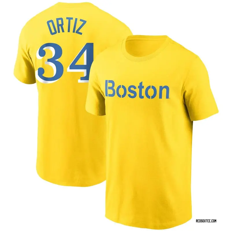 Youth Nike David Ortiz Gold Boston Red Sox Name & Number T-Shirt Size: Medium