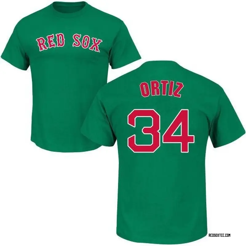 David Ortiz Boston Red Sox Youth Green St. Patrick's Day Roster Name &  Number T-Shirt 