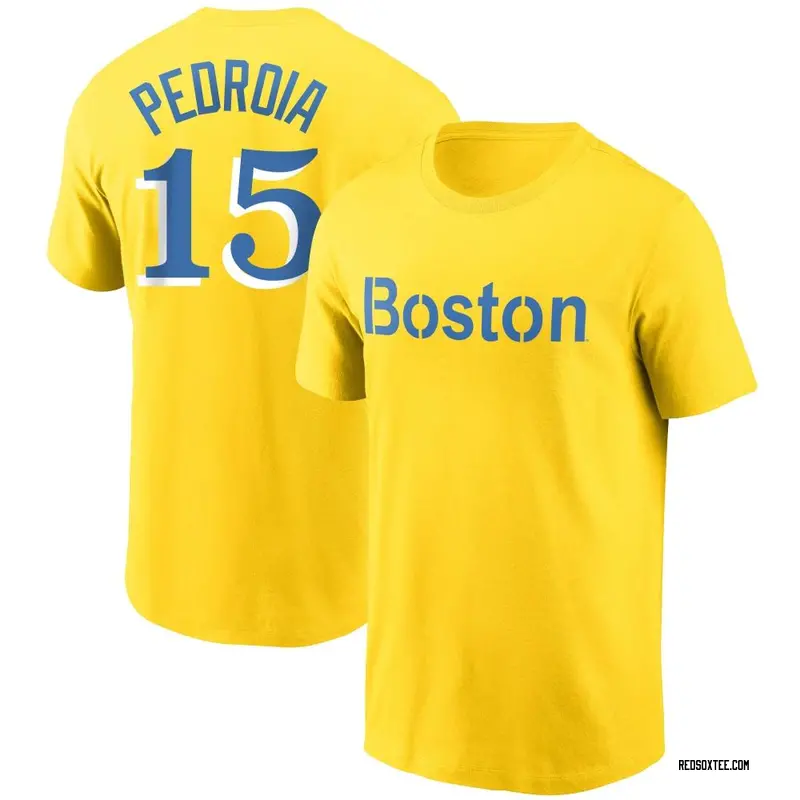 Dustin Pedroia Boston Red Sox Men's Gold City Connect Name & Number T-Shirt