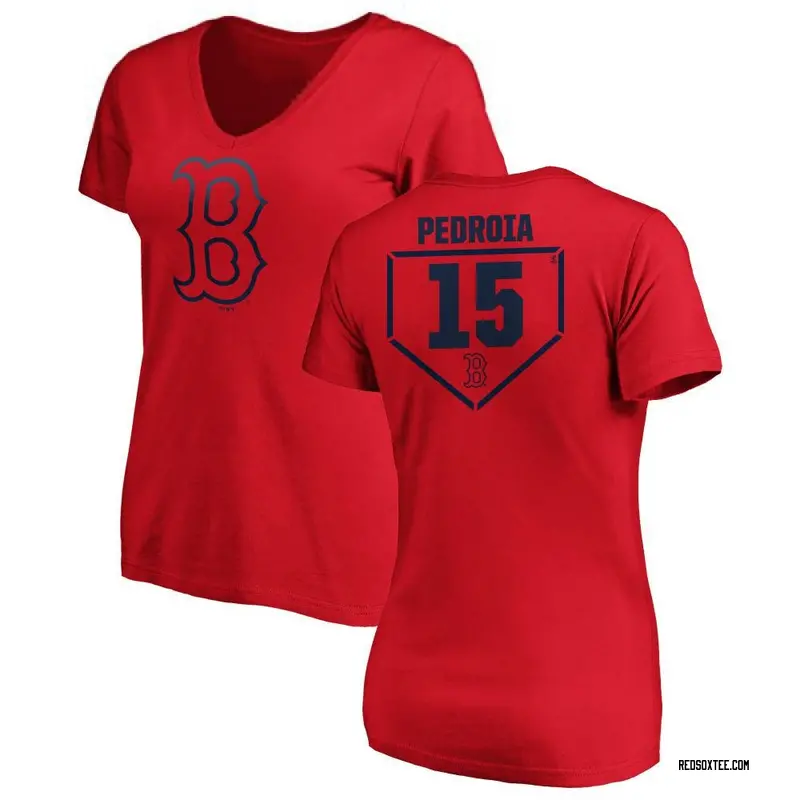 Dustin Pedroia Boston Red Sox Women's Red RBI Slim Fit V-Neck T-Shirt 