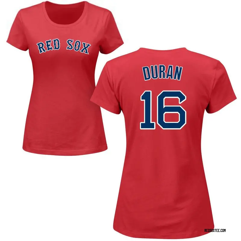 Jarren Duran Boston Red Sox Women's Red Roster Name & Number T-Shirt 