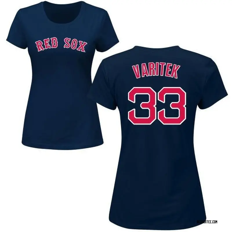 Jason Varitek Boston Red Sox Women's Navy Backer Slim Fit Long Sleeve T- Shirt 