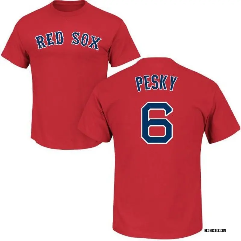 Johnny Pesky Boston Red Sox Men's Scarlet Roster Name & Number T