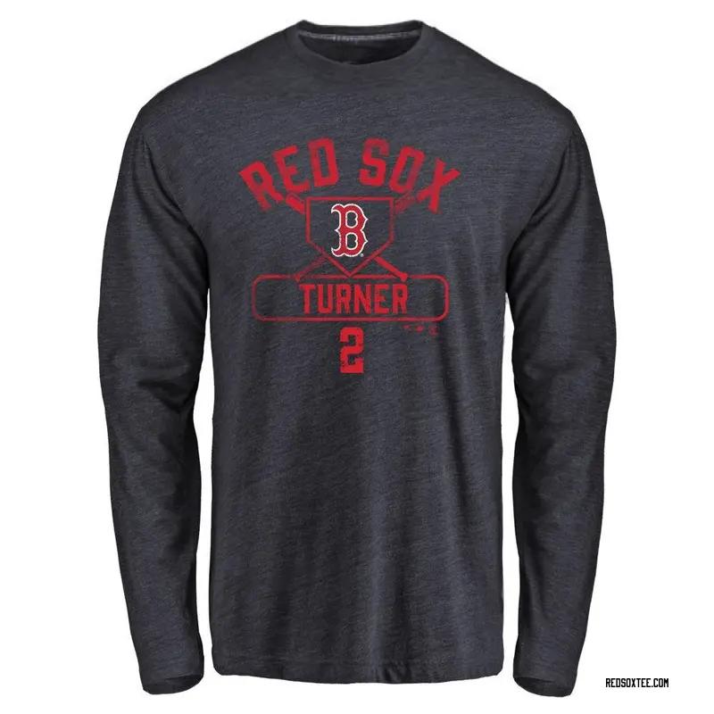 Justin Turner Boston Red Sox Men's Navy Backer Long Sleeve T-Shirt 