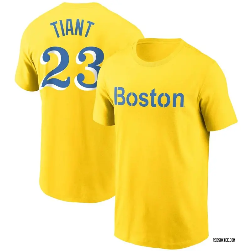 Luis Tiant Boston Red Sox Men's Gold City Connect Name & Number T