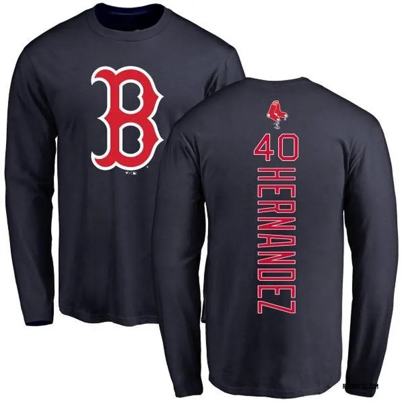 Marco Hernandez Boston Red Sox Women's Navy Backer Slim Fit Long Sleeve T- Shirt 