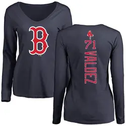 Phillips Valdez Boston Red Sox Men's Navy Base Runner Tri-Blend Long Sleeve  T-Shirt 