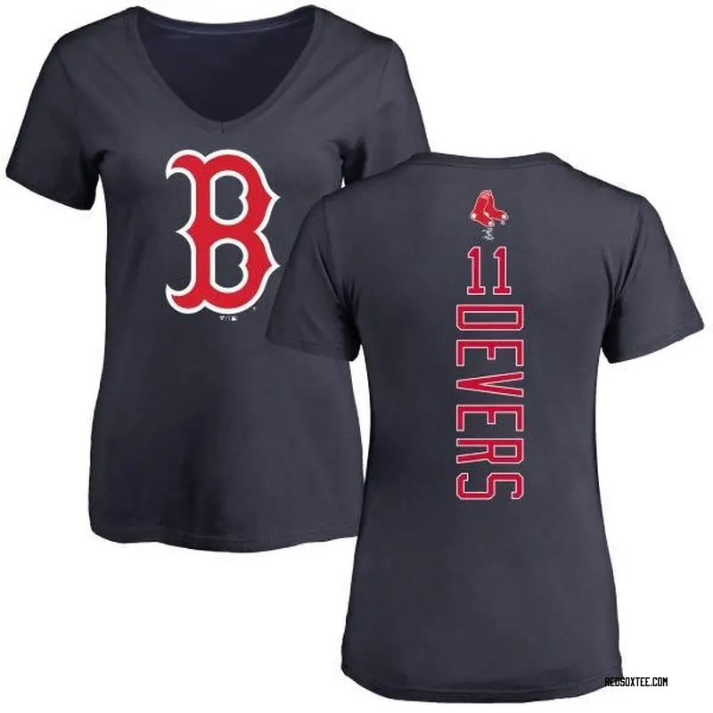 Rafael Devers Boston Red Sox Women's Navy Backer Slim Fit Long Sleeve T- Shirt 