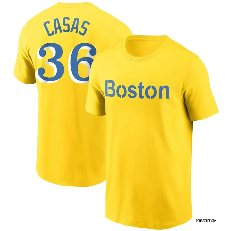 Triston Casas Boston Red Sox Men's Navy Name and Number Banner Wave T-Shirt  